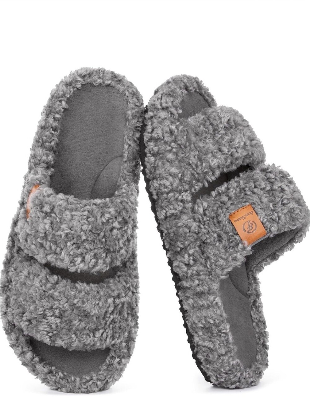 EverFoams Womens Fuzzy Open-toe Slippers